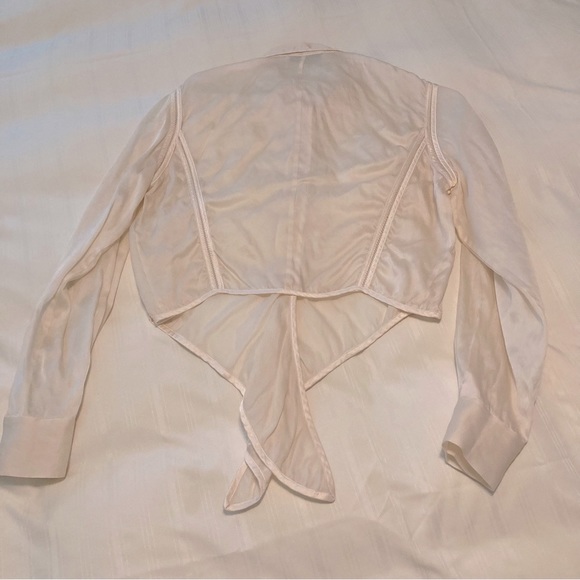 Vtg Sheer Emanuel Ungaro 100% Silk Button Down Shirt/Blouse Tie Front - Picture 9 of 11